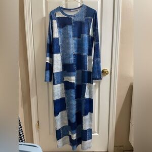 Patchwork Denim Maxi Dress